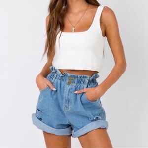 Princess Polly Paper Bag Denim Shorts